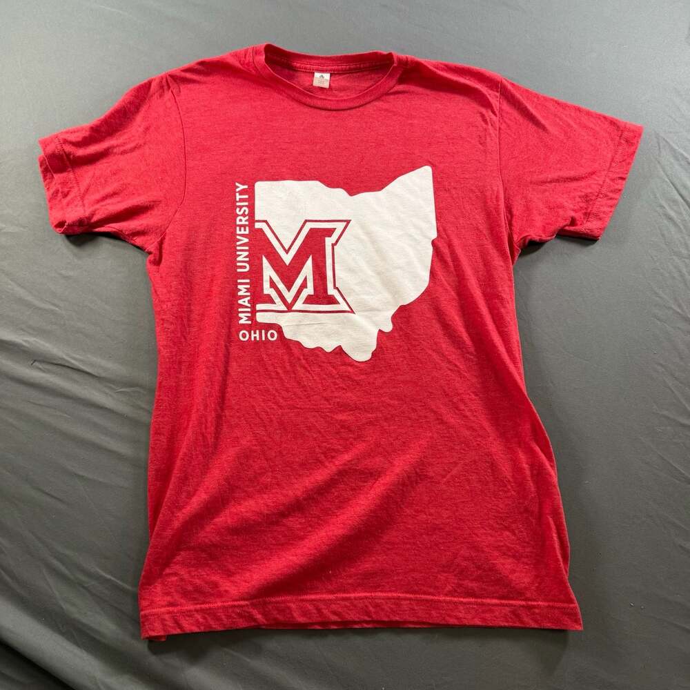 Miami University Ohio T Shirt Red State Logo Tultex College RedHawks Tee